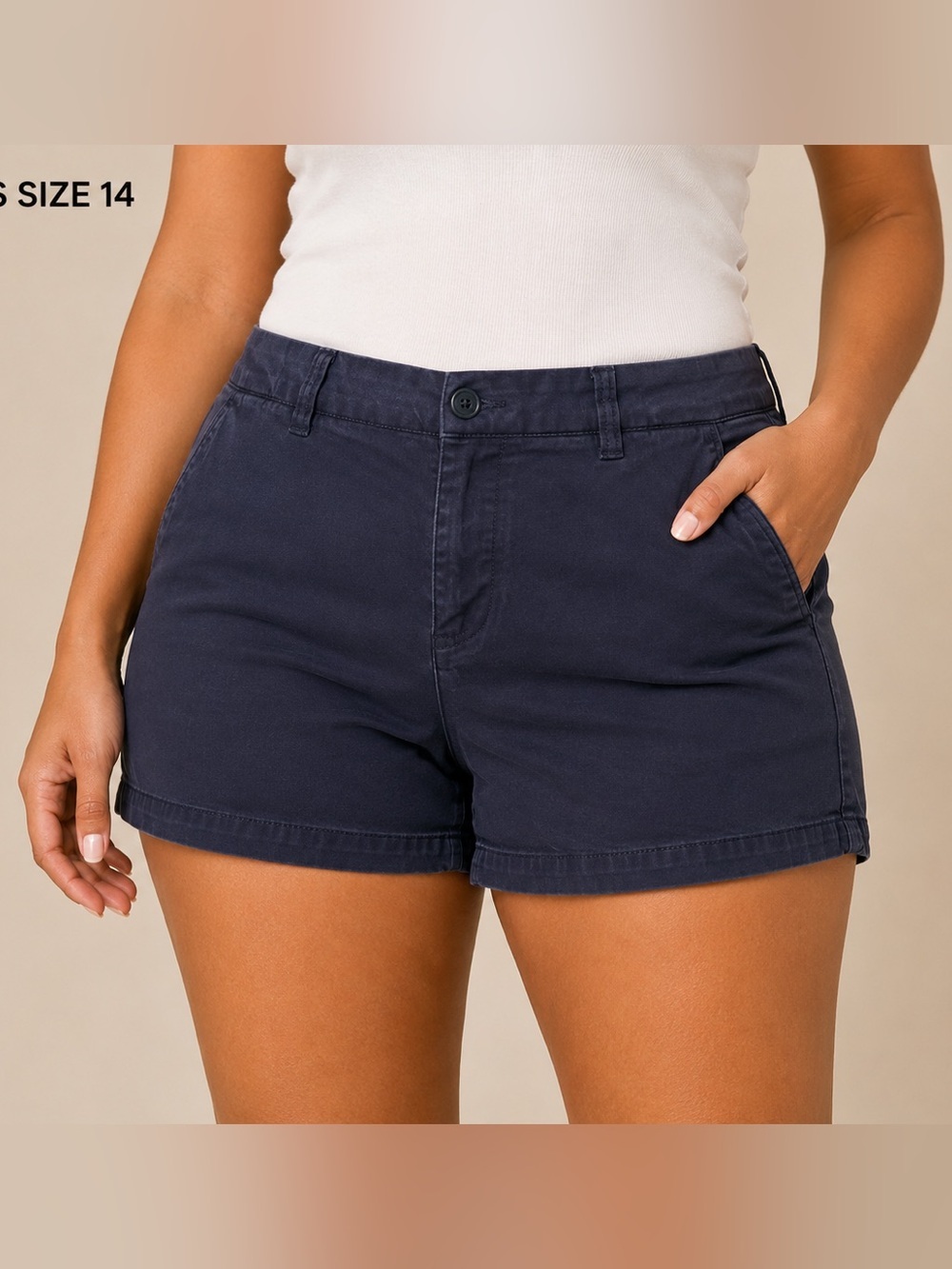 Magellan Outdoors Women's Navy Cotton Cargo Shorts SIZE 14